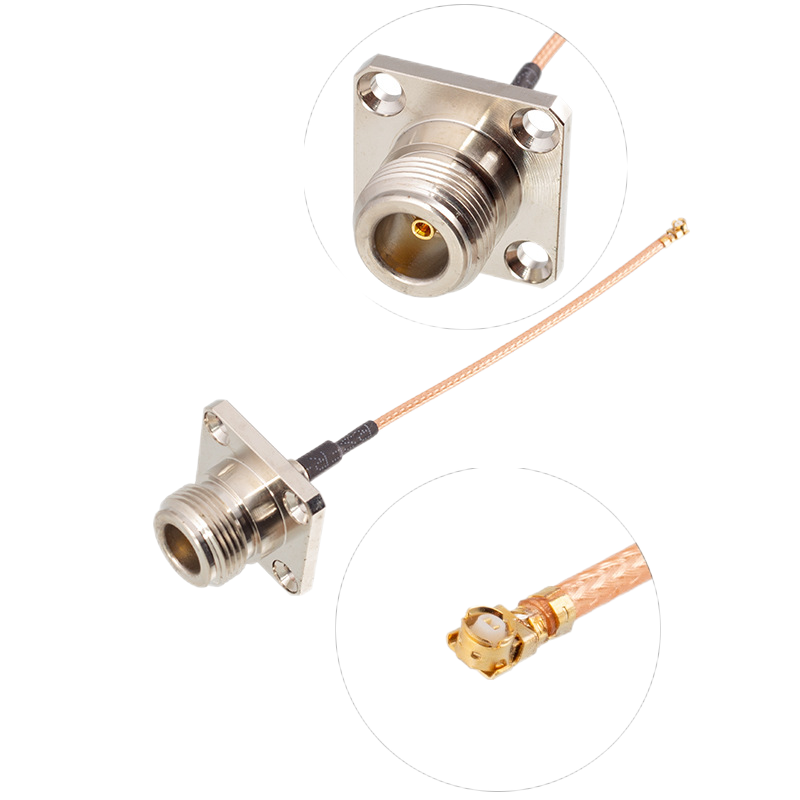 N Square Plate Flange Jack To IPEX Outdoor Waterproof Cable Assembly RG178 Cable XMRZJ14