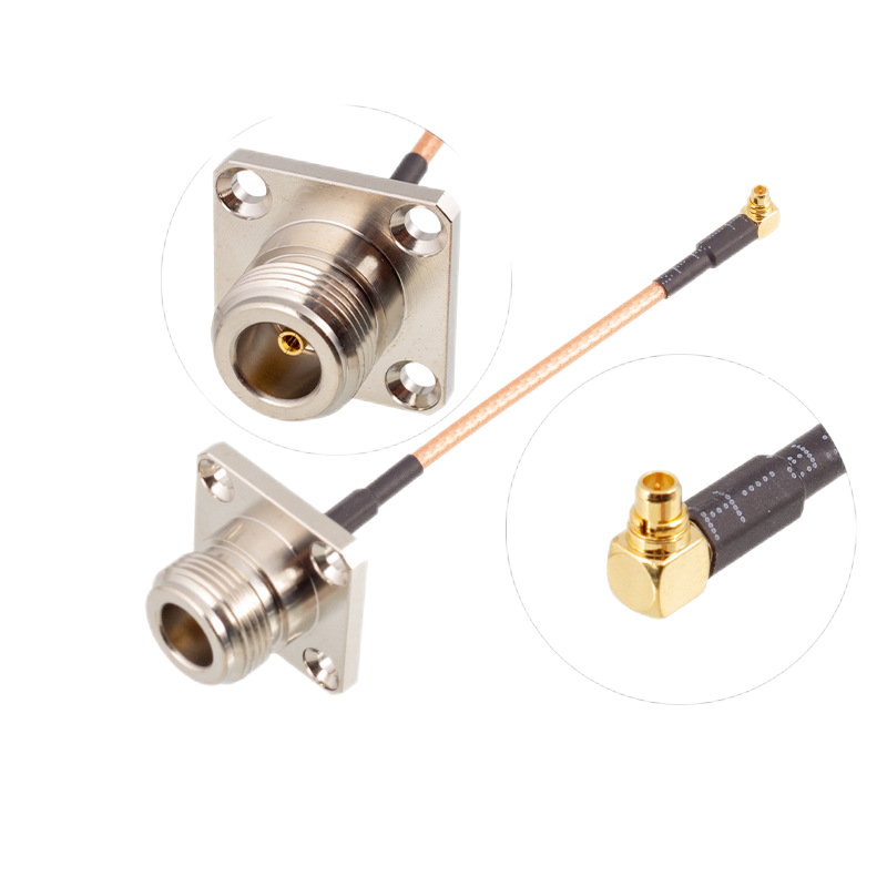 N Jack 4-hole Flange Connector To MMCX Right Angle Plug RF Cable Assemblies XMRZJ32