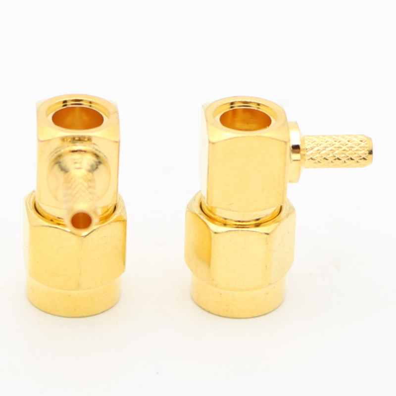 SMA Right Angle Crimp Plug LMR100 RG316 RG174 SFF-50-1.5 XMRSMA2