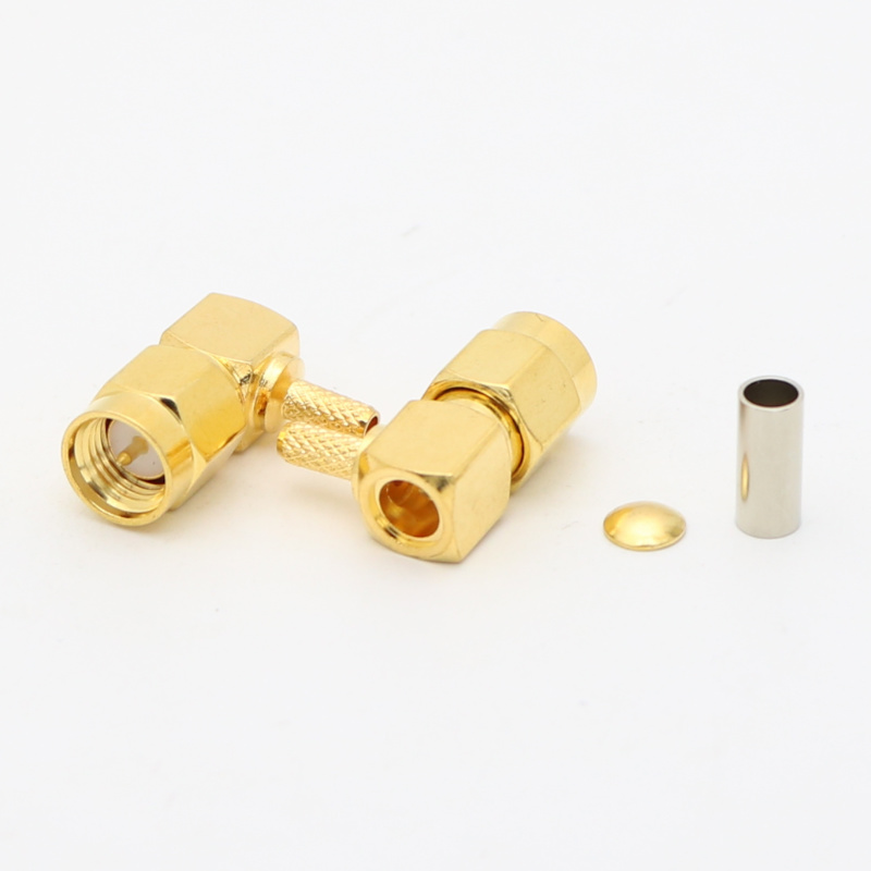 SMA Right Angle Crimp Plug LMR100 RG316 RG174 SFF-50-1.5 XMRSMA2
