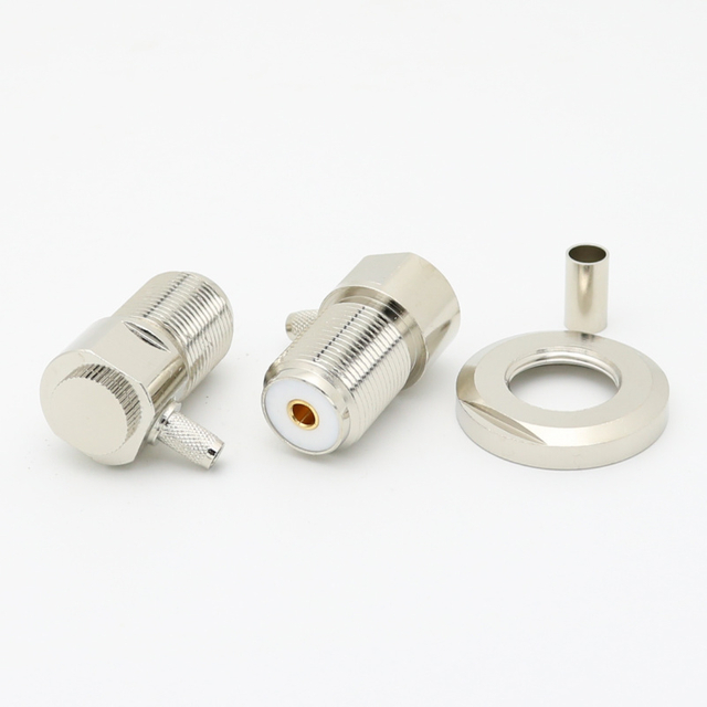 UHF Right Angle Crimp Jack LMR195 CNT195 RG58 RG233 RG142 RG400 XMRUHF16