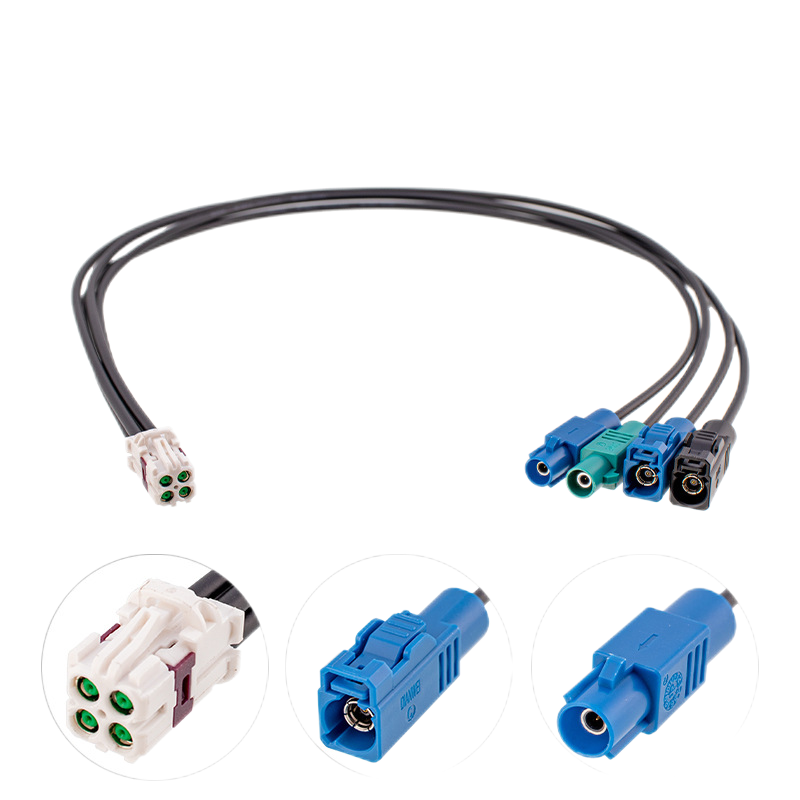 Mini Fakra Four-in-one Connector Assembly for HD 360 Panoramic Car Camera XMRZJ12